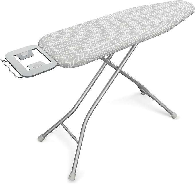 Yaheetech Foldable Ironing Board, Heavy Duty Iron Board with 9 Adjustable Heights, 4 Layer Cover and Safety Iron Rest, 52X14 Compact and Space Save Iron Board for Home Laundry Room Use, Gray&White-Ruum Studio Home