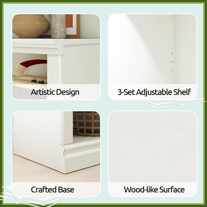 70-Inch Tall White Bookcase, 5 Tiers Shelves Open Storage Bookshelf, 33 in Wide Anti Tipping Indoor Furniture, Book Cases for Home Library Office Bedroom School-Ruum Studio Home
