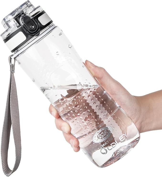OLDLEY 25 oz Water Bottle, Motivational Water Bottle with Time Marker, Sports Water Bottle With Strap, Leakproof & BPA Free Large Water Bottles for School, Gym, Travel, Outdoor, Tritan,Transparent-Ruum Studio Home