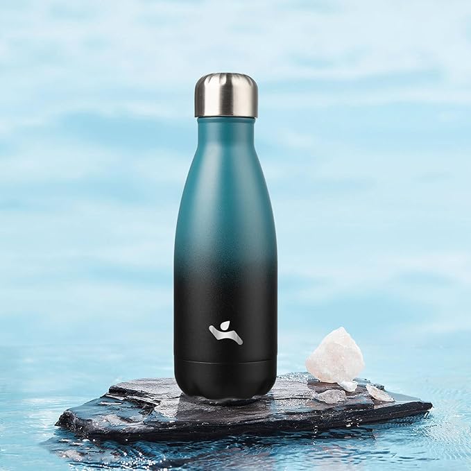 Insulated Water Bottles,12 oz Double Wall Stainless Steel Vacumm Metal Flask for Sports Travel,Indigo Black-Ruum Studio Home