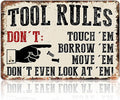 Garage Signs Metal Wall Decor - Vintage Tool Rule Metal Tin Signs for Men, Funny Shop Accessories Bar Decoration for Man Cave 8x12 Inch-Ruum Studio Home