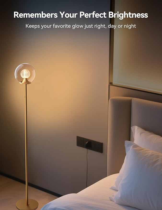 Tubicen Gold Floor Lamp with Dual-Globe Glass Shade Memory Function Art Decor 4-Stage Touch Control Dimmable Modern LED Corner Standing Floor Lamp for Bedroom Office Living Room Bedside-Ruum Studio Home