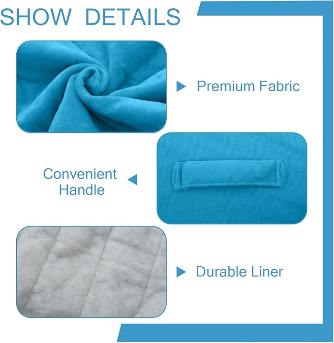 MeMoreCool Square Stuffed Pouf Ottoman Foot Rest, Floor Pouf Foot Stool with Foam Chunk Filling, Soft Stuffed Ottoman Footrest for Living Room, Blue-Ruum Studio Home