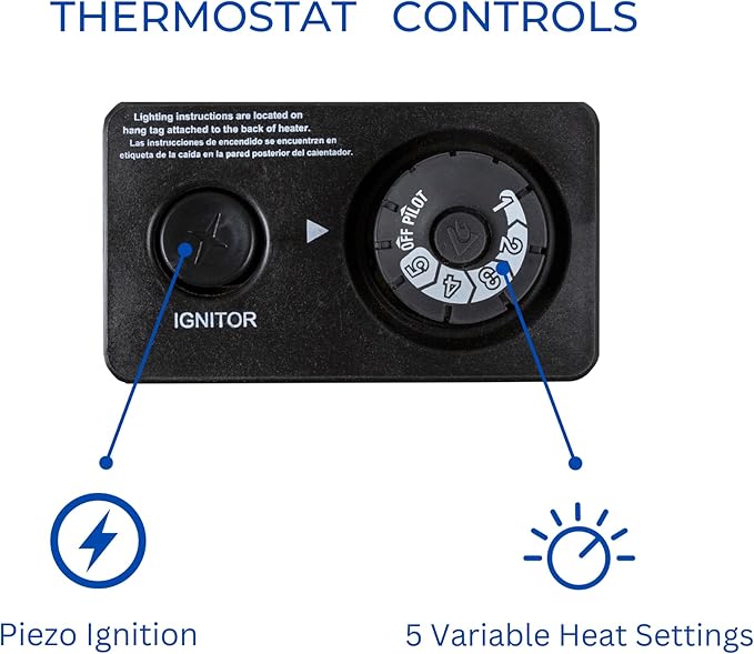 ProCom MN200TBA-B Ventless Natural Gas Blue Flame Space Heater with Thermostat Control for Home and Office Use, 20000 BTU, Heats Up to 950 Sq. Ft., Includes Wall Mount and Base Feet, White-Ruum Studio Home