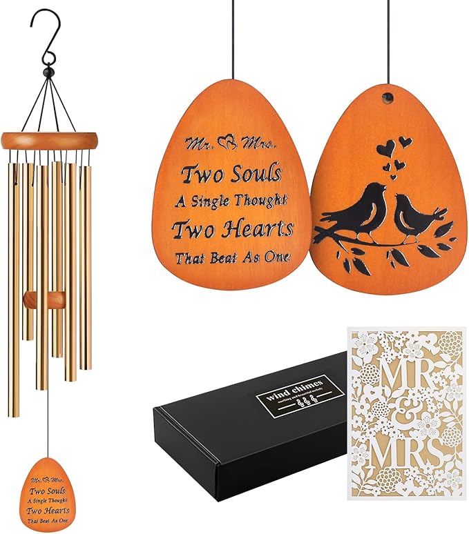 Wedding Gift for Couples,Mr and mrs Gift,Bride to be Gifts for Bridal Wedding Wind Chime for Outdoor, Garden Decoration,Bridal Shower Gifts-Ruum Studio Home