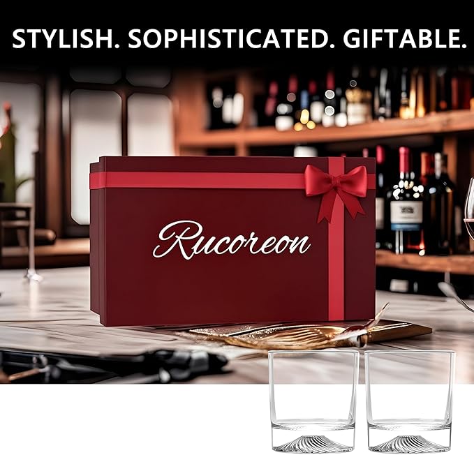 Crystal Whiskey Glasses Set of 2 – 10oz Old Fashioned Rocks Glass for Scotch, Bourbon, Rum & Cocktail – Premium Gift for Men, Dad, or Husband-Ruum Studio Home