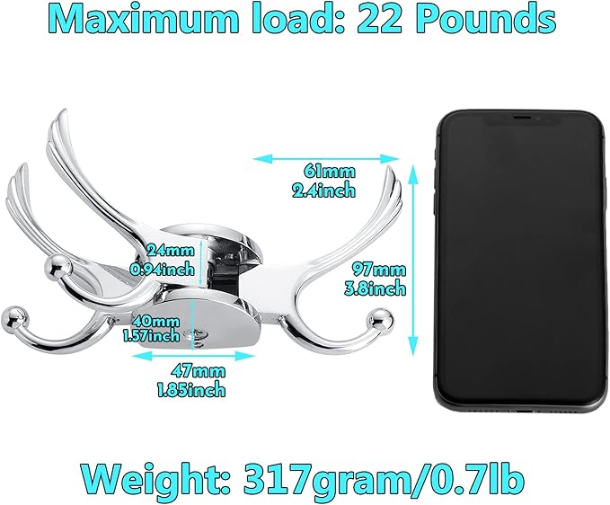 Heavy Duty Swivel Coat Hook Space Saving Towel Rope Hook Wall Mount Triple Swing Arms for RV Bathroom Kitchen Garage,Polished Chrome-Ruum Studio Home