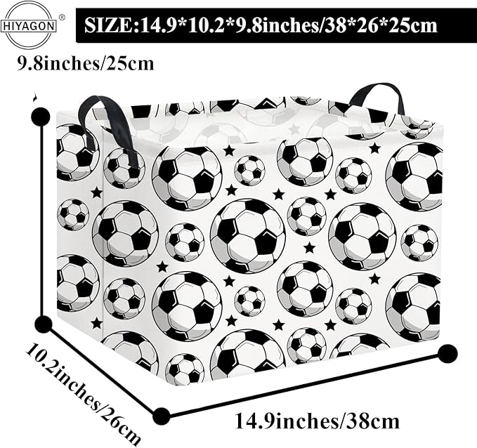 HIYAGON Rectangular Soccer Basket Kids Gift Basket Baby Boy Basket Kids Toy Storage Bin Basket Organizer Box Soccer Room Decor(Soccer)-Ruum Studio Home