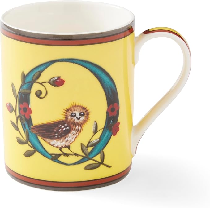 Spode Kit Kemp 12oz Mug, O Initial - Fine China Coffee Cup with Floral Alphabet Design, Custom Letter Mug for Unique Gift Giving - Personalized Kitchen Drinkware, Dishwasher Safe & Stylish-Ruum Studio Home