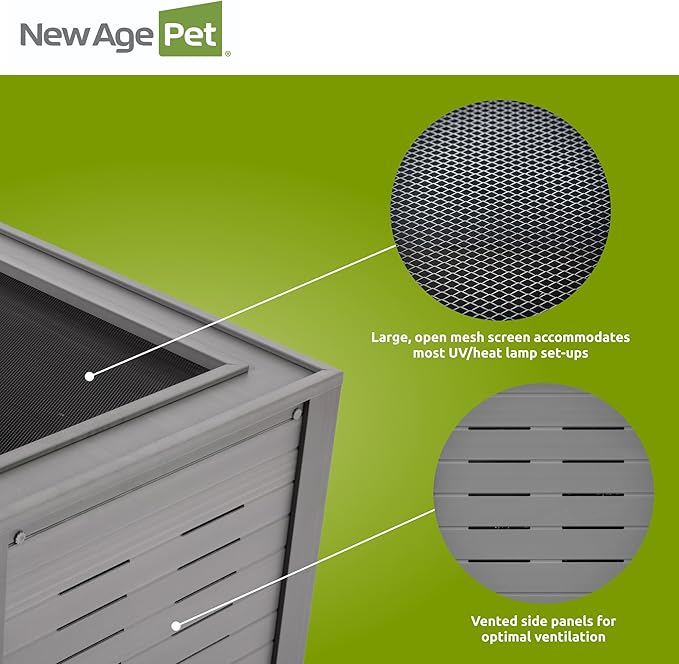 New Age Pet ECOFLEX 48-Inch Mojave Reptile Lounge in Grey- Durable Wood Plastic Composite Habitat with Vented Side Panels, Removable Sliding Glass Doors & Lock, Easy Assembly-Ruum Studio Home