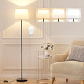 Floor Lamps for Living Room - 3 Color Temperatures Standing Lamp with White Shade, Modern Floor Lamp with LED Bulbs, Black Tall Lamp for Bedroom Office(9W Bulb Included)-Ruum Studio Home