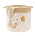 Large Blanket Baskets for Living Room Decor, Toy Storage Baskets Woven Cotton Rope Storage Basket for Kids, Dog Toys Organizer Clothes Hamper with Embroidery Decor for NurseryLaundry (Large, Giraffe)-Ruum Studio Home