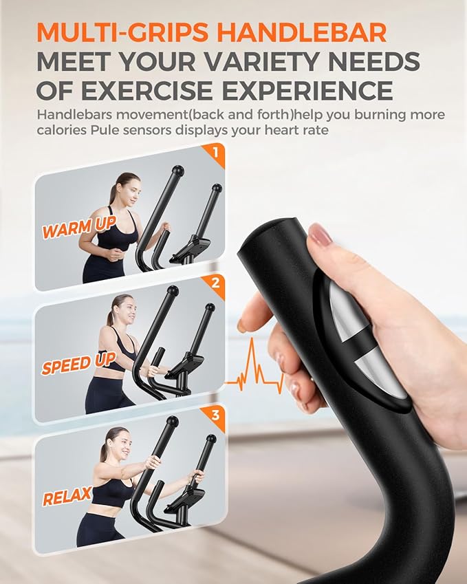 pooboo Elliptical Machine, Elliptical Exercise Machine with 16-Level Resistance&Hyper-Quiet Magnetic Driving System, Elliptical Machine for Home with LCD Monitor&15.5IN Stride, 350LBS Weight Capacity-Ruum Studio Home