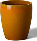 Emissary Bullet 14 in. Bright Orange Ceramic Round Planter (14 in. L x 14 in. W x 15.5 in. H) with Drainage Hole-Ruum Studio Home