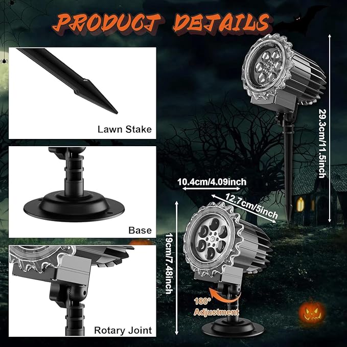 Halloween Projector Lights Outdoor,2025 Upgraded 3D HD Dynamic Skull Ghost Decorations Light,Waterproof Holiday Light,Terror Atmosphere Maker Night Light for Home Window Wall Halloween Decor-Ruum Studio Home