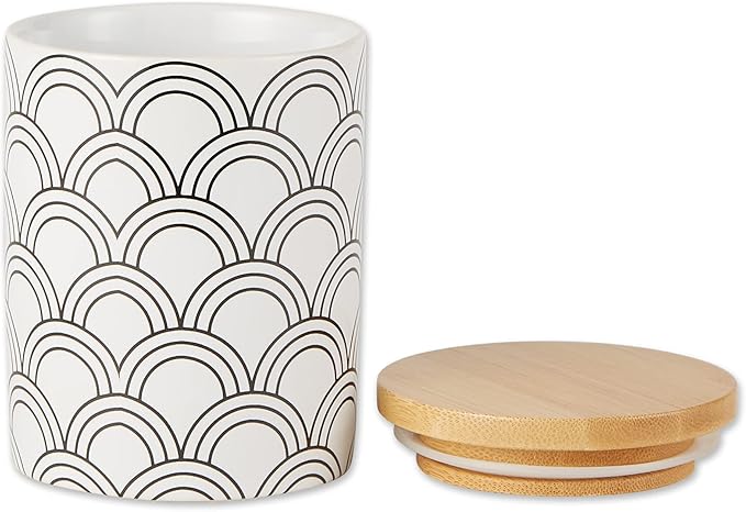 DII Kitchen Ceramics Collection, Canister Set, Mixed Print, White/Black, 3 Piece-Ruum Studio Home