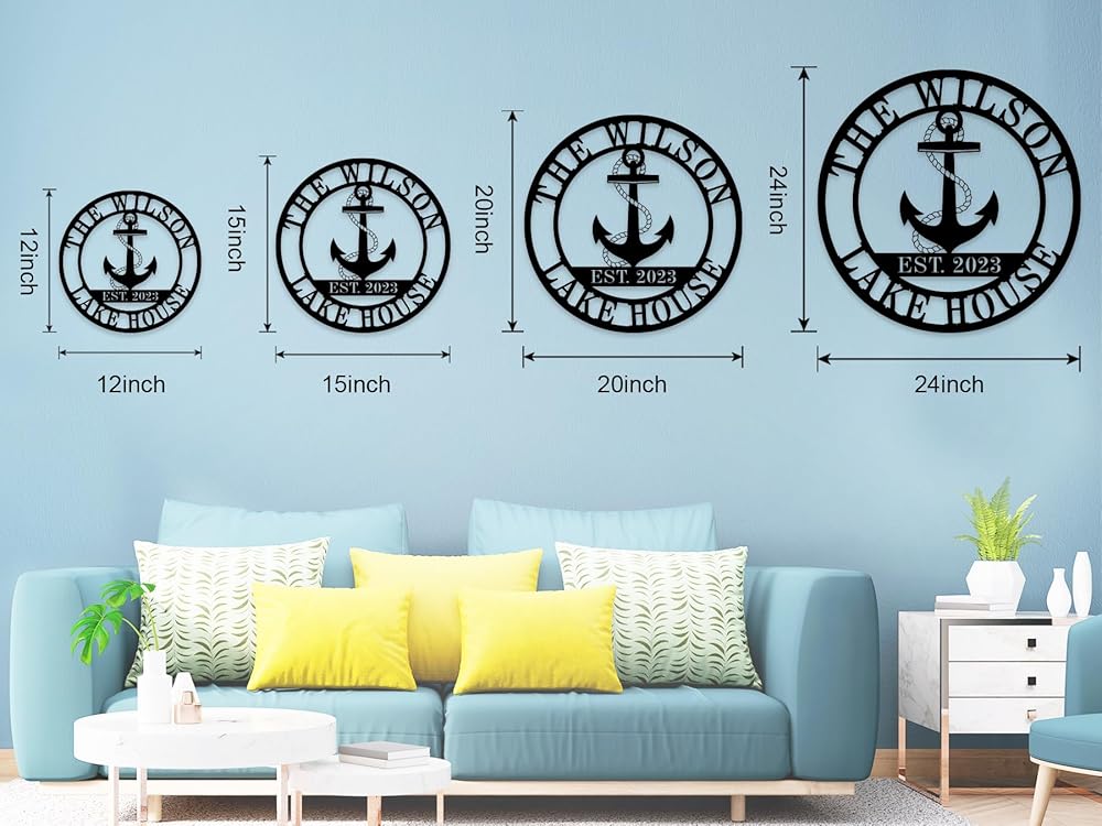 Personalized Lake House Decor, Custom Nautical Wall Decor, Nautical Decor for Home, Beach House Decor, Outdoor Nautical Decor, Outdoor Metal Lake House Signs, Lake House Gifts-Ruum Studio Home