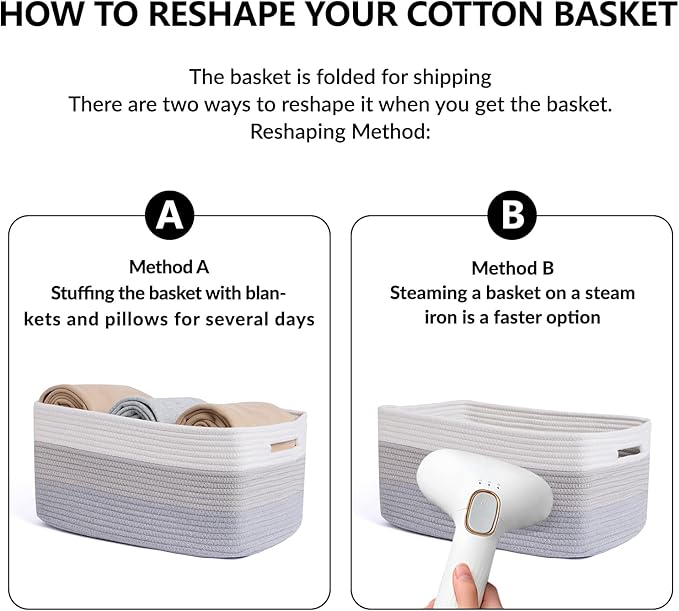 Large Storage Baskets for Shelves, Closet Organizers Bins for Clothes Blanket Towels, Baby Nursery, Toy Baskets Box, Woven Rope Baskets, 17 x 13 x 7.5”, 3 Packs Gradient Grey-Ruum Studio Home