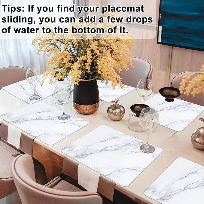 Marble Plastic Placemats Set of 6 Marbles Table Mats Marble Theme Place Mats Wipe Clean Washable Recyclable Table Placemats for Indoor Outdoor Heat Resistant Kitchen Dining-Ruum Studio Home