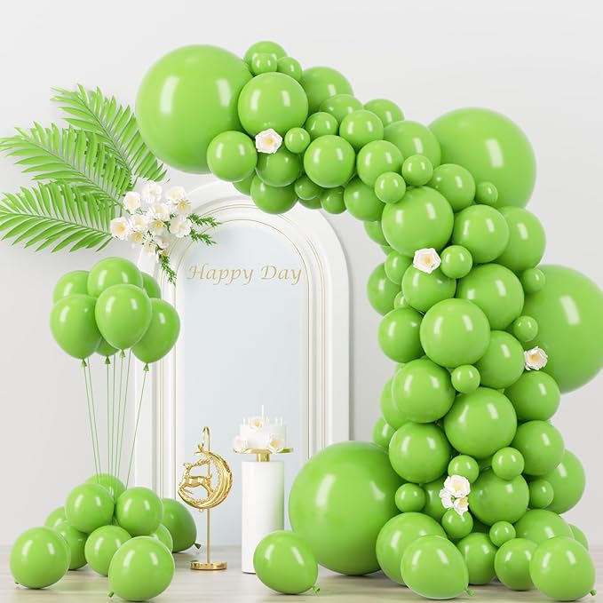 130pcs Lime Green Balloons Different Sizes 18" 12" 10" 5" Light Green Balloons for Birthday Dinosaur Baby Shower St. Patrick's Day Summer Jungle Forest Safari Party Decorations-Ruum Studio Home