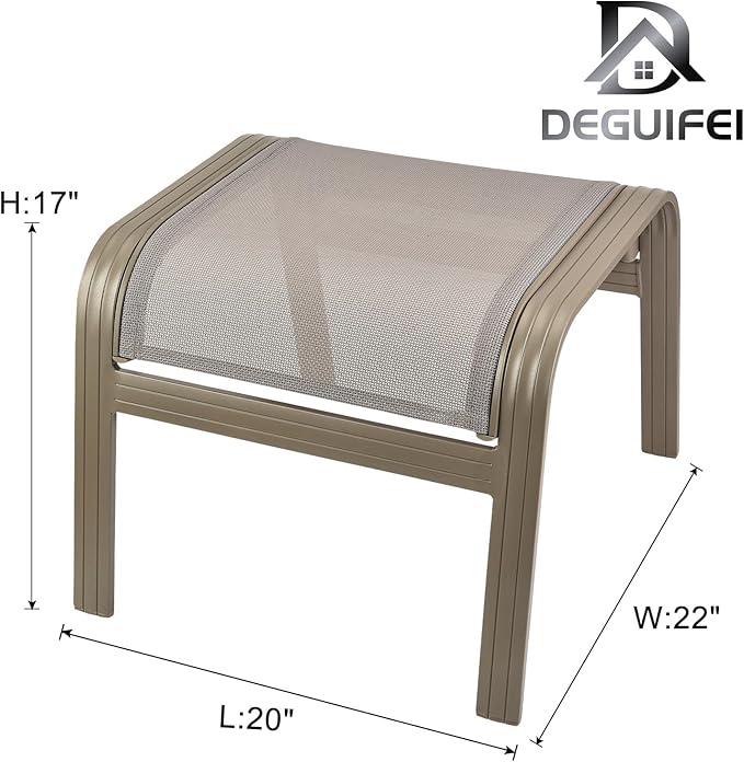 Outdoor Ottoman Patio Footstools Assembled Aluminum Footrest Side Table Small Chair Patio Ottoman for Garden,Balcony,Poolside 2 Set Champagne-Ruum Studio Home