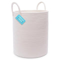 OrganiHaus White Laundry Basket 15x18, Cotton Rope Basket for Blankets, Tall Woven Baskets for Storage, Large Basket for Toys, Soft Blanket Holder Bin, Boho Blanket Basket for Living Room-Ruum Studio Home