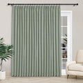 Macochico Extra Wide 100% Blackout Linen Curtains for Sliding Door Pleated Curtains with Hooks Insulated Soft Linen Drapes for Bedroom Living Room with Tieback Fog Green 100”Wx84”L 1 Panel-Ruum Studio Home