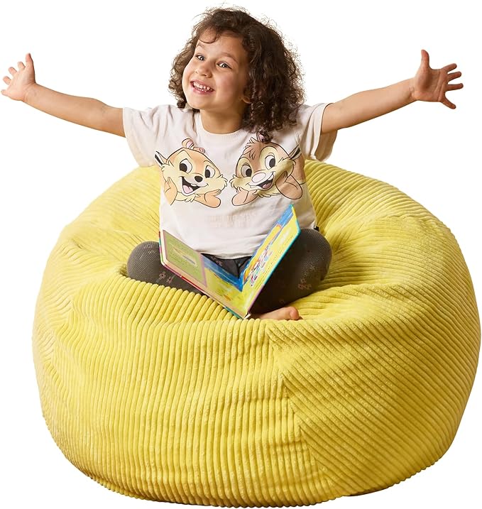 Bean Bag Chairs Teardrop Bean Bag Chair Beanbag Chair with Memory Foam Filled Machine Washable Cover for Living Room, Bedroom (Small,Yellow)-Ruum Studio Home