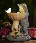 Nacome Solar Cat Birdbath Garden Decor: Outdoor Statues Ornaments for Outside Decorations Yard Art Lawn Porch Patio Balcony - Birthday Gifts Choice for Mom Grandma Women Lover-Ruum Studio Home