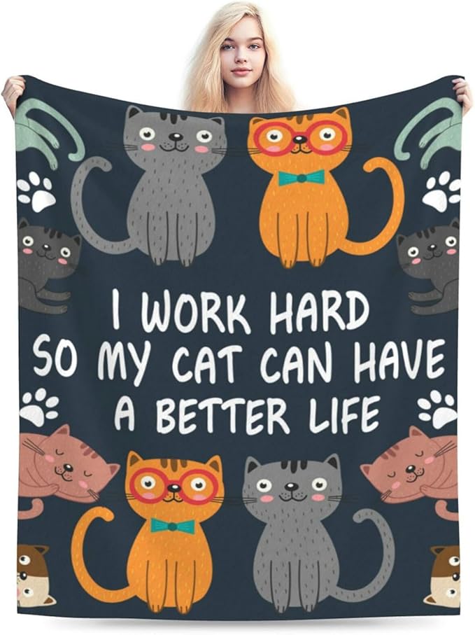HGOD DESIGNS Cats Throw Blanket Funny Cat Blanket Animals Pet Pattern s Flannel Soft Warm Cozy Fuzzy 40"x50" Throw Blanket for for Women and Men-Ruum Studio Home