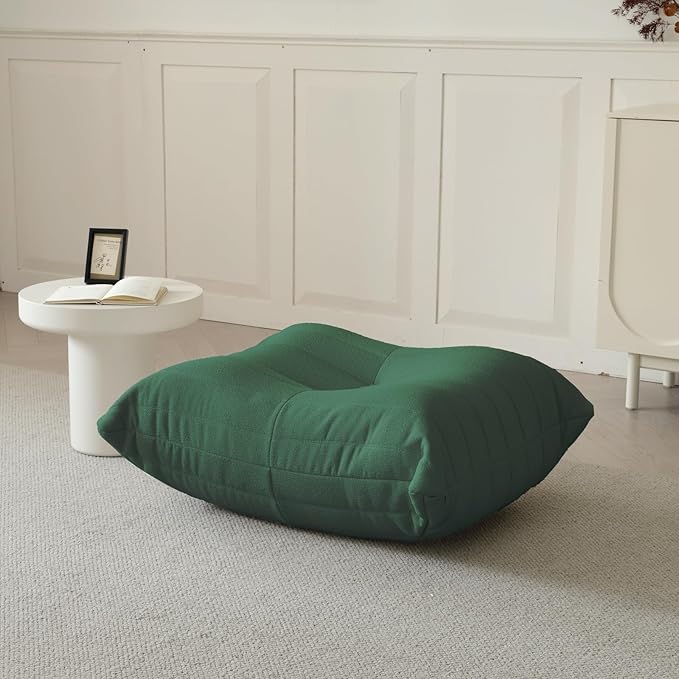 Luxury Ottomans, Modern Square Foot Rest for Sofa Couch Chair, Lazy Floor Seating, Fireside Bean Bag Chair, Tatami Sofa Lounger for Living Room, Bedroom, Office, Green-Ruum Studio Home