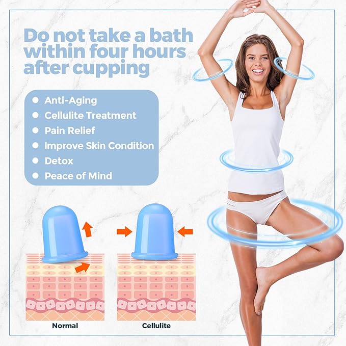 TrelaCo 12 Pcs 2 Size Cupping Therapy Set Silicone Anti Cellulite Cupping Kit for Massage Therapy Cupping Therapy Set Vacuum Suction Cup for Arthritis Relief, Pain Reduction Adults Home Use(Blue)-Ruum Studio Home