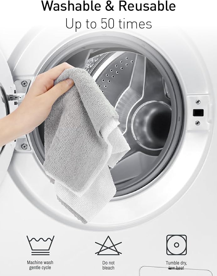 Fantasticlean Microfiber Cleaning Cloth Roll -40 Pack, Tear Away Microfiber Towels, 12" x 12", Reusable, Washable, Scratch Free, Ultra Absorbent Dish Rags for Car, Home, Garage or Shop (Grey)-Ruum Studio Home