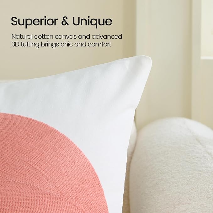 HOdo Home 2PCS 18x18 Pillow Covers-Throw Pillow Cover,Tufted Boho Jacquard Pillow Covers,Farmhouse Decorative Pillow Cover,Pillow Cases for Couch,Sofa,Bed,Chair,Living Room,Home Decor-Ruum Studio Home