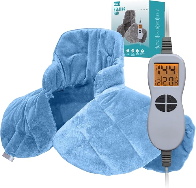 Ruqiji Neck&Shoulder&Back Heating Pad, Pain Relief for Back/Neck/Shoulders/Menstrual Pain, Christmas Gifts for Women Men Mom Dad (01-Light Blue, 19" x 24")-Ruum Studio Home