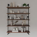 Industrial Pipe Wall Shelves Pipe Shelving with Real Wood Plank ,48 Inches Floating Shelves for Wall Farmhouse Pipe Book Shelves Dark Brown 5 Tier for Kitchen,Living Room Decor and Bar Shelving-Ruum Studio Home