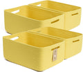 Large Storage Baskets for Organizing, Closet Shelf Baskets for Clothes Blanket Towels, Baby Nursery, Toy Bins Box, Woven Rope Baskets, 17 x 13 x 7.5”, 4 Packs Yellow-Ruum Studio Home