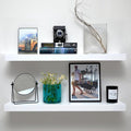 Homeforia White Floating Shelves 30 inch, High End Solid Real Wood 30inch Floating Shelf for Wall Mounted, White Wooden 30in Long Floating Shelves, Heavy Duty Bracket, 30 X 6.5 X 1.75 inches, Set of 2-Ruum Studio Home