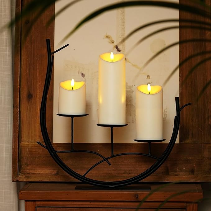 Homemory Flameless Candles with Timer and Remote Control, Battery Operated LED Candles, Realistic Fake Plastic Candles for Wedding, Festival, Home Decor, Waterproof Outdoor, D3”H4”6”8”-Ruum Studio Home
