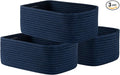 Small Woven Basket, 13.5 x 9.5 x 5 Inches, Storage Basket for Organizing, Cute Small Rope Shelf Closet Cube Storage Bins Baskets for Shelves, Dog Toy Gift Baskets Empty, 3 Packs, Navy Blue-Ruum Studio Home