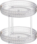 Wesoke 2 Tier Lazy Susan Turntable Cupboard Organiser, Large Rotating Kitchen Spice Rack Spinning Condiment Seasoning Organizer, Detachable Revolving Bathroom Makeup Tray Holder for Cabinet Fridge-Ruum Studio Home