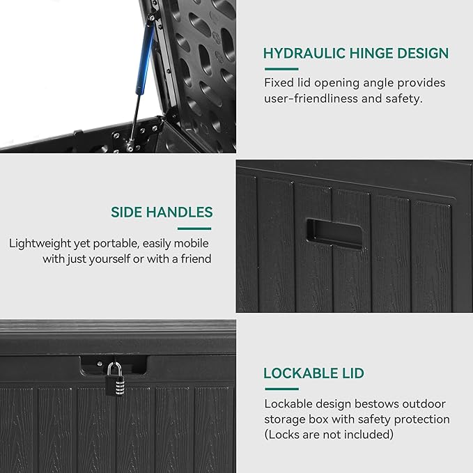 YITAHOME 90 Gallon Double-Wall Deck Box with Side Handles, Outdoor Large Storage for Patio Furniture Cushions, Garden Pool Accessories, Water Resistant & Lockable-Ruum Studio Home
