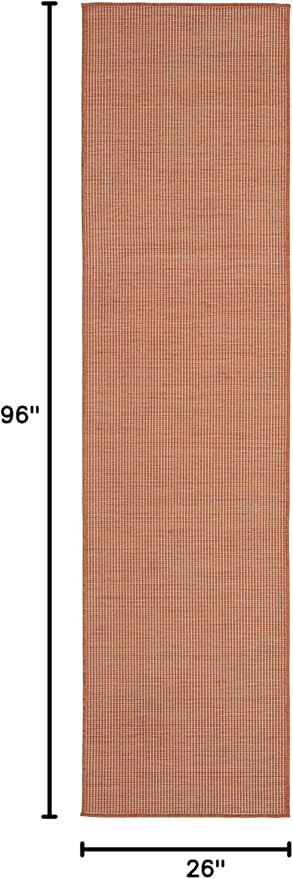 Nourison Positano Indoor/Outdoor Terracotta 2'2" x 8' Area Rug, Easy Cleaning, Non Shedding, Bed Room, Living Room, Dining Room, Backyard, Deck, Patio (2x8)-Ruum Studio Home