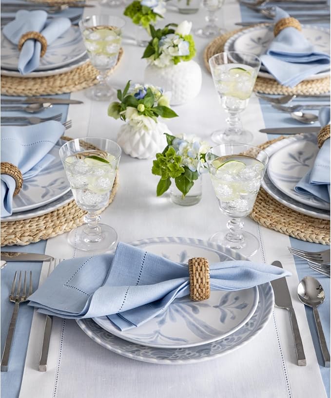 Solino Home Linen Table Runner 90 Inches Long - Classic Hemstitch 100% Pure Linen White Dining Table Runner 14 x 90 Inch for Fall, Autumn, Halloween, Thanksgiving-Ruum Studio Home