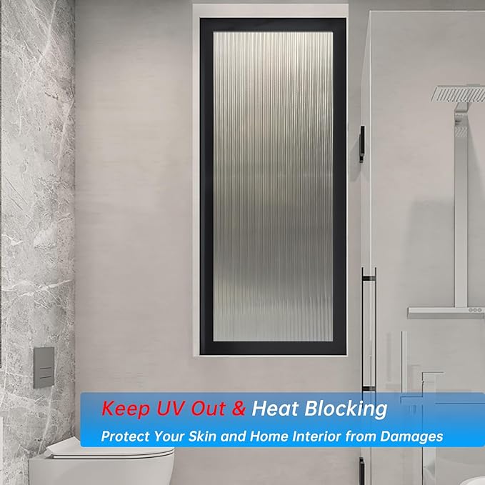 Frosted Glass Window Privacy Film Decorative, Bathroom Privacy Film for Glass Windows Cover, Static Cling, Removable, Reusable, Anti-UV, Anti-Glare, Heat Blocking,Changhong,17.5X78.7Inch-Ruum Studio Home