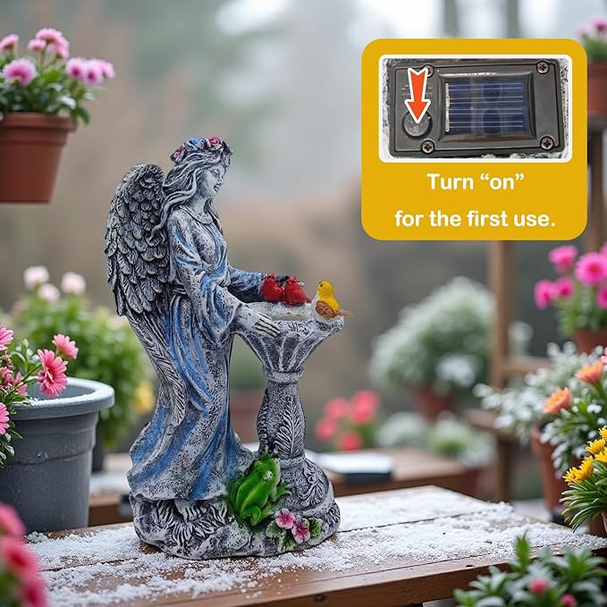 Mrocioa Solar Outdoor Garden Decor Angel Statue Light with Color Changing Birdbath, Waterproof Led Home Decor Figurine Lights for Yard Patio Front Porch, Housewarming Gifts for Thanksgiving Christmas-Ruum Studio Home