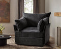 Oversized Accent Chair, Upholstered Modern Sofa Chair with Removable Backrest & Detachable Cover, 24.5" Deep Seat Large Reading Armchair for Living Room Bedroom Office - Chenille Black Set of 1-Ruum Studio Home