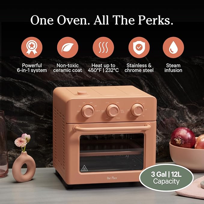 Our Place Wonder Oven | 6-in-1 Air Fryer & Toaster Oven with Steam Infusion | Compact, Countertop Friendly, Fast Preheat, Multifunctional | Air Fry, Toast, Roast, Bake, Reheat & Broil | Spice-Ruum Studio Home