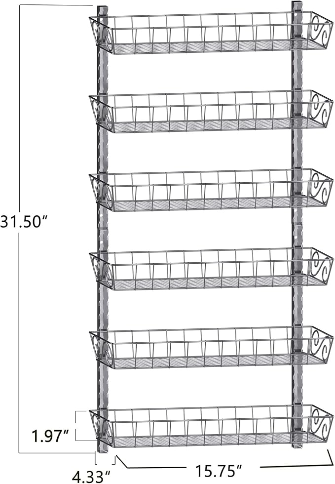 SWOMMOLY Adjustable Wall Mount Spice Rack, 6-Tier Dual-use (Multi-use) Organizer, Silver-Ruum Studio Home