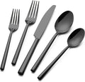 Alata Potter Black 20-Piece Forged Silverware Set with Utensil-Serving Set, Service for 4, Stainless Steel Flatware Set, Modern Design with Mirror Finish, Ideal for Home, Kitchen, Party, Camping-Ruum Studio Home
